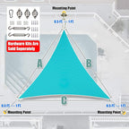 Amgo Custom Size 10' x 10' x 10' Turquoise Triangle Sun Shade Sail UPF50+ - Image 8