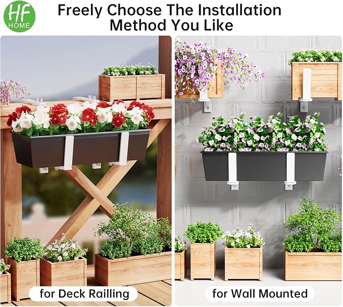 HFHOME Set of 2 Adjustable Window Planter Box Brackets, Planter Shelving - Image 4