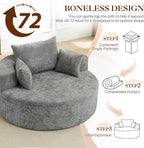 Antetek Oversized Round Chaise Longue Chair Indoor, Modern 55-inch Upholstered - Image 7
