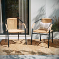 EMMA + OLIVER Set of 2 Modern Rattan Indoor/Outdoor Stack Chairs, Stacking by EMMAOLIVER