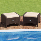 Tangkula 2 Pieces Outdoor Patio PE Wicker Ottomans - Image 2