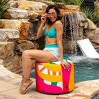 Jaxx Spring Indoor/Outdoor Bean Bag Pouf Ottoman, Zuri Multicolor Pattern - Image 2