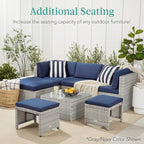 Best Choice Products Set of 2 Wicker Ottomans, Additional Seating, Side Table - Image 4