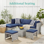 Best Choice Products Set of 2 Wicker Ottomans, Additional Seating, Side Table - Image 4