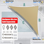 Amgo Custom Size 16' x 18' x 24.1' Sand Beige Right Triangle Sun Shade Sail - Image 8