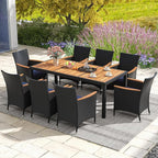 Tangkula 9 Pieces Rattan Outdoor Dining Set - Image 9