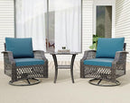 HOMREST 3 Piece Outdoor Swivel Chair Set, Wicker Patio Bistro Set - Image 8