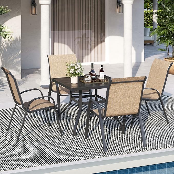 Patio Dining Chairs Set of 4, Outdoor High Stacking Chairs - Image 2