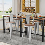 Alunaune 26" Swivel Metal Bar Stools Set of 4 High Back Counter Height - Image 6