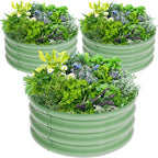 3Pcs 2X2X1ft Round Raised Garden Bed Kit, Galvanized Raised Garden Beds Outdoor by Unknown