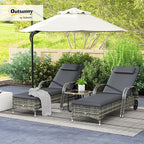 Outsunny Wicker Outdoor Chaise Lounge Set of 2, 5-Level Adjustable Backrest PE - Image 2