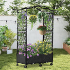 Planter Box with Trellis Outdoor, Plastic Raised Garden Bed Trellis Planter Box - Image 2