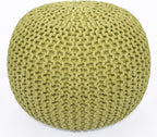 COTTON CRAFT - Hand Knitted Cable Style Dori Pouf - Green - Floor Ottoman - by COTTONCRAFT