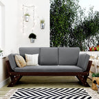 Merax Patio Sofa, Outdoor Adjustable Wooden Daybed, Chaise Lounge - Image 3
