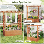 Giantex Raised Garden Bed with 2-Sided Trellis & Hanging Roof, Fir Wood Planter - Image 7