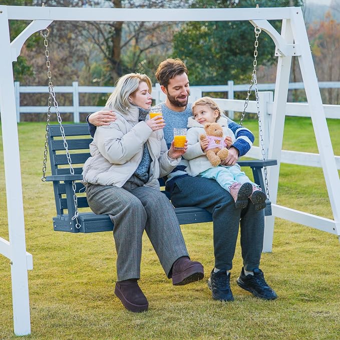 KINGYES Outdoor Hanging Porch Swing, 2 Seat Patio Swing Chair - Image 7