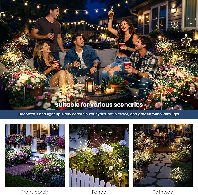 Solar Lights Outdoor, 120LED 4pack Fairy Garden Lights Decor - Image 2