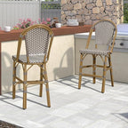 PURPLE LEAF French Counter Height Bar Stool Set of 4 25" Bamboo Print Finish - Image 8