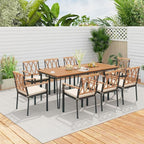 Tangkula 9 Piece Patio Dining Set, Outdoor Rectangular Dining Table w/Acacia - Image 2