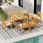 Tangkula 7 Piece Patio Acacia Wood Dining Set - Image 3