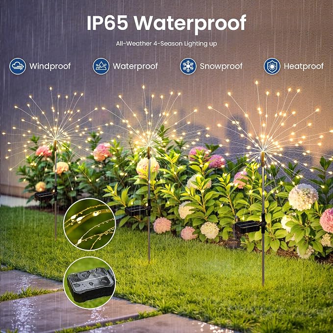 Solar Lights Outdoor, 120LED 4pack Fairy Garden Lights Decor - Image 6