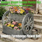 NestNature Wooden Wagon Planter Box, Raised Garden Bed, Decorative Garden - Image 7