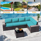 Outdoor Patio Furniture Set, 6 Pieces Outdoor Sectional Furniture High Backrest - Image 9