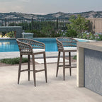 PURPLE LEAF Outdoor Rattan 29" Bar Stools Set of 2, Modern Boho Aluminum Patio - Image 2