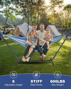 Double Hammock with Heavy-Duty Steel Stand, Easy Assembly, 600lbs Weight - Image 3
