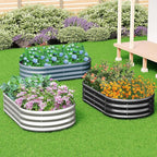 zizin 2 Pack Galvanized Raised Garden Bed Metal Oval Raised Garden Beds Outdoor - Image 6