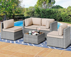 Shintenchi 5 Pieces Outdoor Patio Furniture Sets, Patio Sectional Sofa Couch by Shintenchi