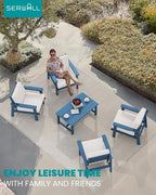SERWALL Outdoor Patio Furniture Set, 5 Piece HDPE Patio Conversation Sets - Image 9
