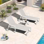 PURPLE LEAF Outdoor Lounge Chairs Set of 2 White Aluminum Chaise Lounge Chaisr by PURPLELEAF