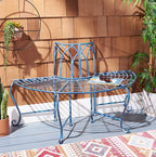 SAFAVIEH Outdoor Furniture Collection – Abia Antique Blue Distressed Wrought - Image 2