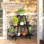 GHWIE Plant Stand Indoor Plant Shelf Outdoor bamboo Plant Rack, 3 Tiers Ladder - Image 3