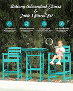 SERWALL Tall Adirondack Chairs Set of 2, Oversize Balcony Adirondack Chairs Set - Image 7