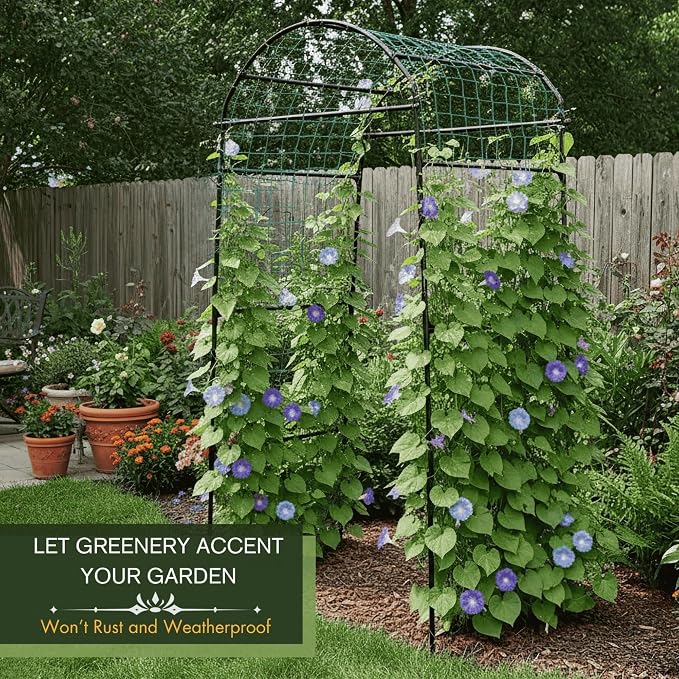 79" Garden Trellis Arch for Climbing Plants – Tall Outdoor Metal Trellis for - Image 3