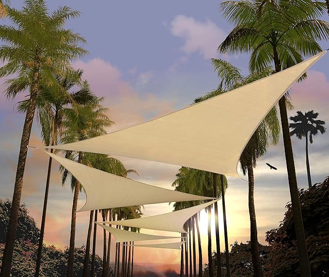 Amgo Custom Size 9' x 9' x 9' Beige Triangle Sun Shade Sail UPF50+ AGTAPRT12 by Amgo