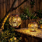 JOIEDOMI 2 Pack Outdoor Solar Hanging Lantern Lights, Waterproof Tabletop by Joiedomi