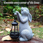 Rabbit Solar Garden Statues, Resin Rabbit Figurine Decorations - Image 4