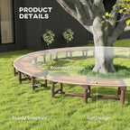 Outsunny Wooden Garden Bench, Semicircular Round Outdoor Tree Bench, Wrap - Image 6