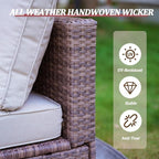 7 Piece Outdoor Patio Furniture Sets, Outdoor Wicker Conversatin Set w Glass - Image 4