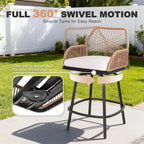NUU GARDEN 3-Piece Patio Bar Set, All Weather Rattan Swivel Stools 360 Degree - Image 5