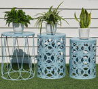 HFHOME Set of 3 Metal Outdoor Side Table, Nesting Round Coffee Table by HFHOME