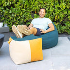 Big Joe Square Ottoman Weatherproof Bean Bag Footrest, Sunset Block Intertwist - Image 2