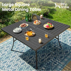 PHI VILLA 9 Piece Outdoor Patio Dining Set, Large Square Metal Dining Table and - Image 5