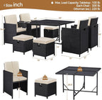 Yaheetech 9-Piece Patio Dining Sets, Outdoor Space Saving Rattan Chairs - Image 3