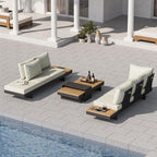 homary 6 Piece Aluminum & Teak Outdoor Sofa Set, Patio Sofa Seat L-Shaped - Image 8