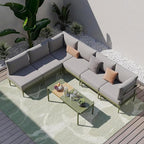 Sundale Outdoor 7 Pieces Metal Patio Furniture Set, Outdoor Sectional Sofa by SundaleOutdoor