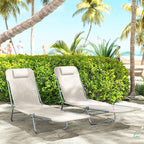 Outsunny 2 Piece Folding Chaise Lounge Chairs, Pool Sun Tanning Chairs - Image 7